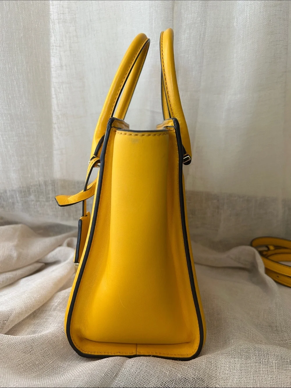 Michael Kors Yellow Leather Satchel with Gold Hardware